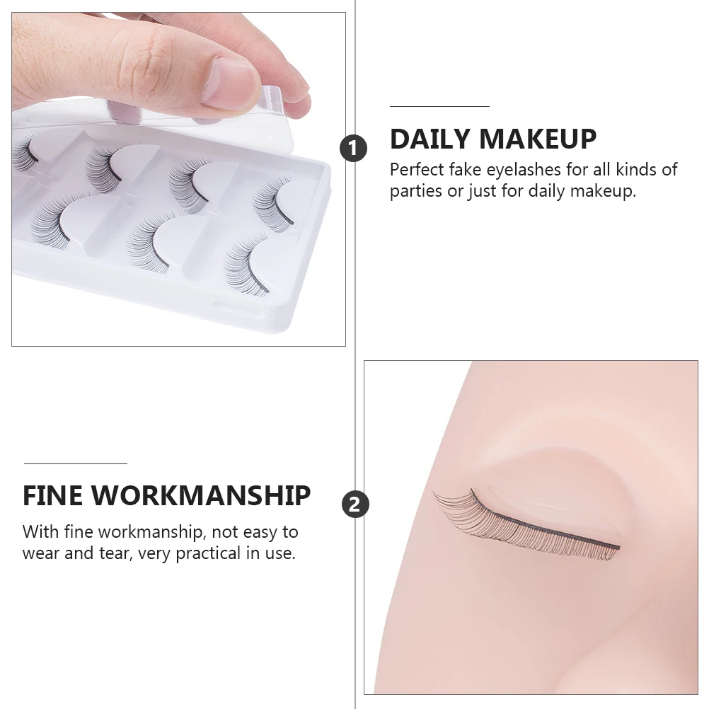 

3Sets Practice False Eyelashes Black White Makeup Grafting Lashes Natural Look Long Party Daily Use Fake Eyelash
