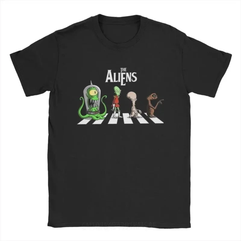 

Summer brand new men's The Aliens Road Crossing100% pure cotton T-shirt round-neck short-sleeved top