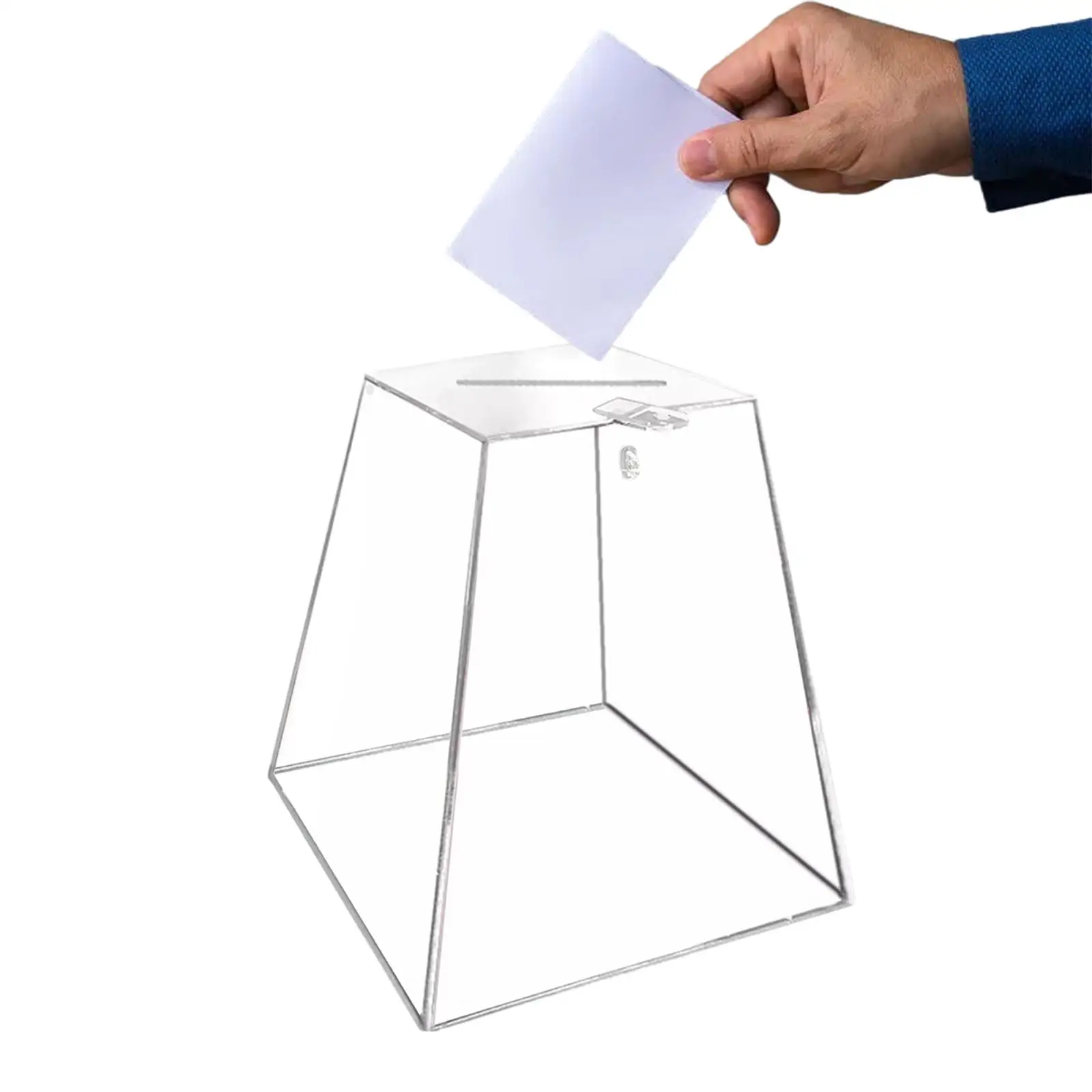 

Clear Ballot Box Acrylic Donation Box Raffle Piggy Bank Portable Money Box Comment Box Suggestion Box for Shopping Mall Store