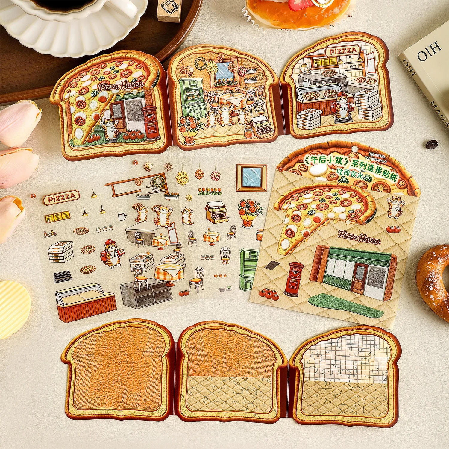 3D Dimensional Sticker Set for Children Afternoon Cottage Theme for DIY Scene Decor Waterproof 4 Colors