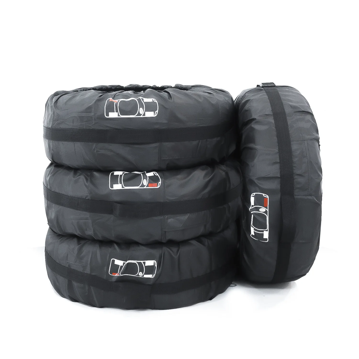 4pcs Car Spare Tire Covers Case Tires Storage Bags Auto Wheel Tires Storage Bags Vehicle Tyre Waterproof Polyester Bag