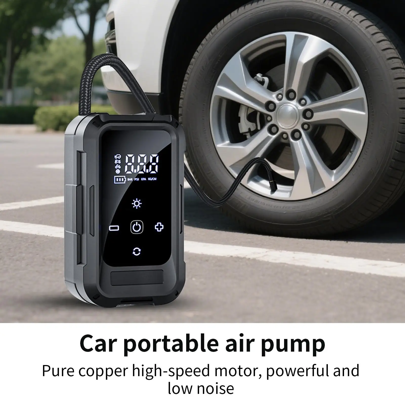 

Tire Inflator Tire Air Compressor Auto Shut-Off Pump For Camping Motorcycle Care Garage Home Daily Commuting Long-Distance