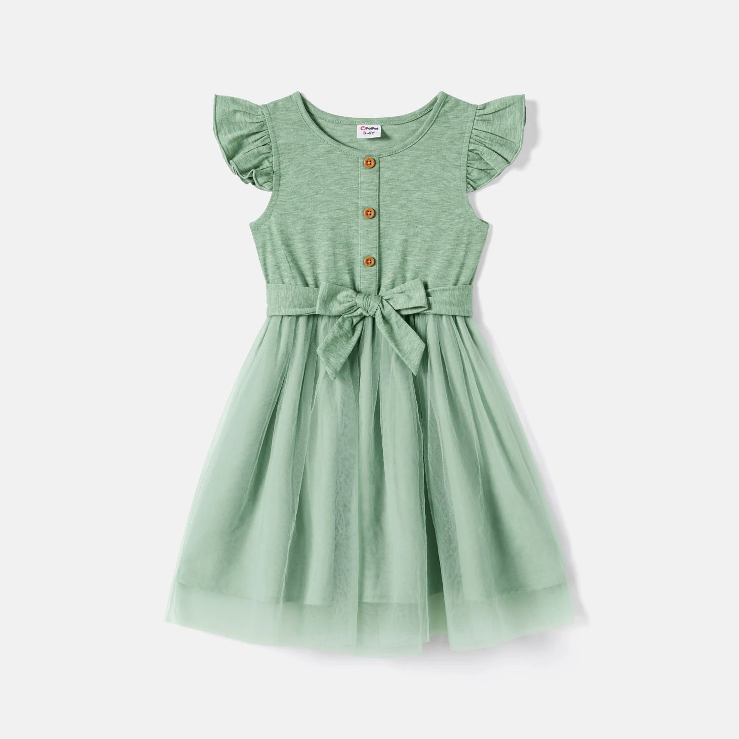 

PatPat Cotton Casual Solid Color Short Sleeve Regular Girl Dress