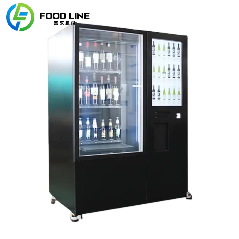 ตู้จำหน่ายสินค้าอัตโนมัติแบบกำหนดเอง FL บริการ 24 ชั่วโมง จำหน่ายเครื่องดื่ม เช่น นมมะพร้าว ชานมไข่มุก น้ำ ไวน์  มีจำหน่ายแล้ว