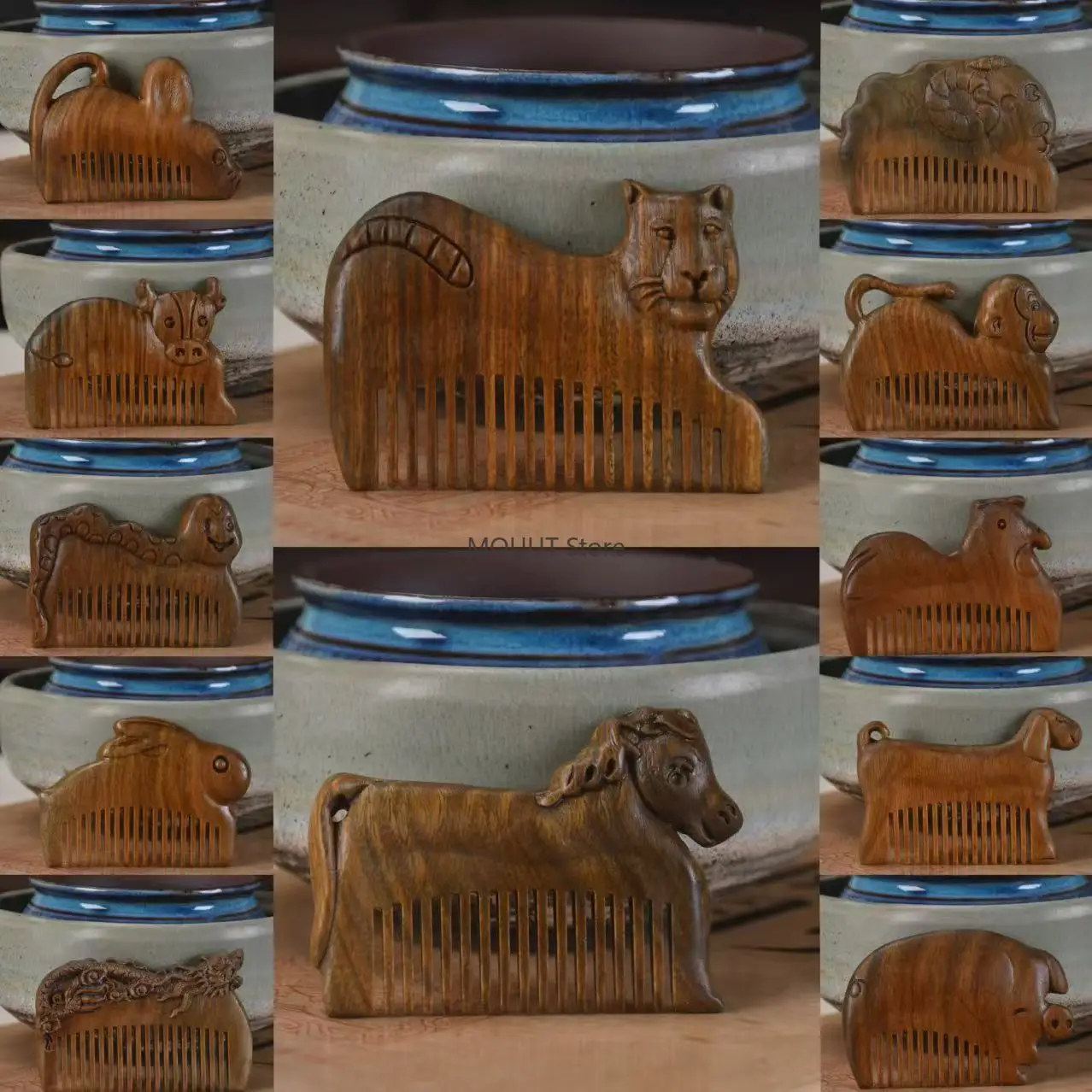 

Green Sandalwood Small Comb Cute and Ancient-style Comb for Zodiac Comb Natural Sandalwood Comb, Gift