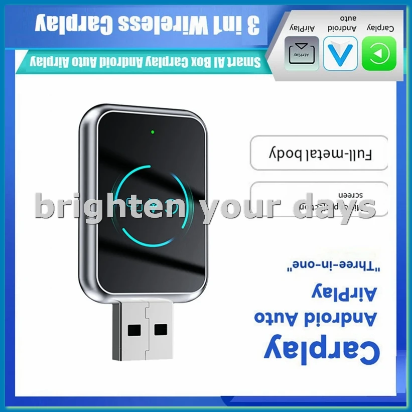 3 In1 Carplay Airplay Wireless Carplay for Auto USB Dongle Adapter Bluetooth+WiFi Wired Carplay to Wireless B-VVNB