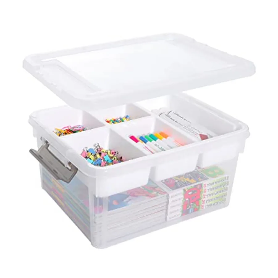 

17 QT Plastic Storage Box with Removable Tray Craft Organizers and Storage Clear Storage Container for Organizing Bead Tool Sew
