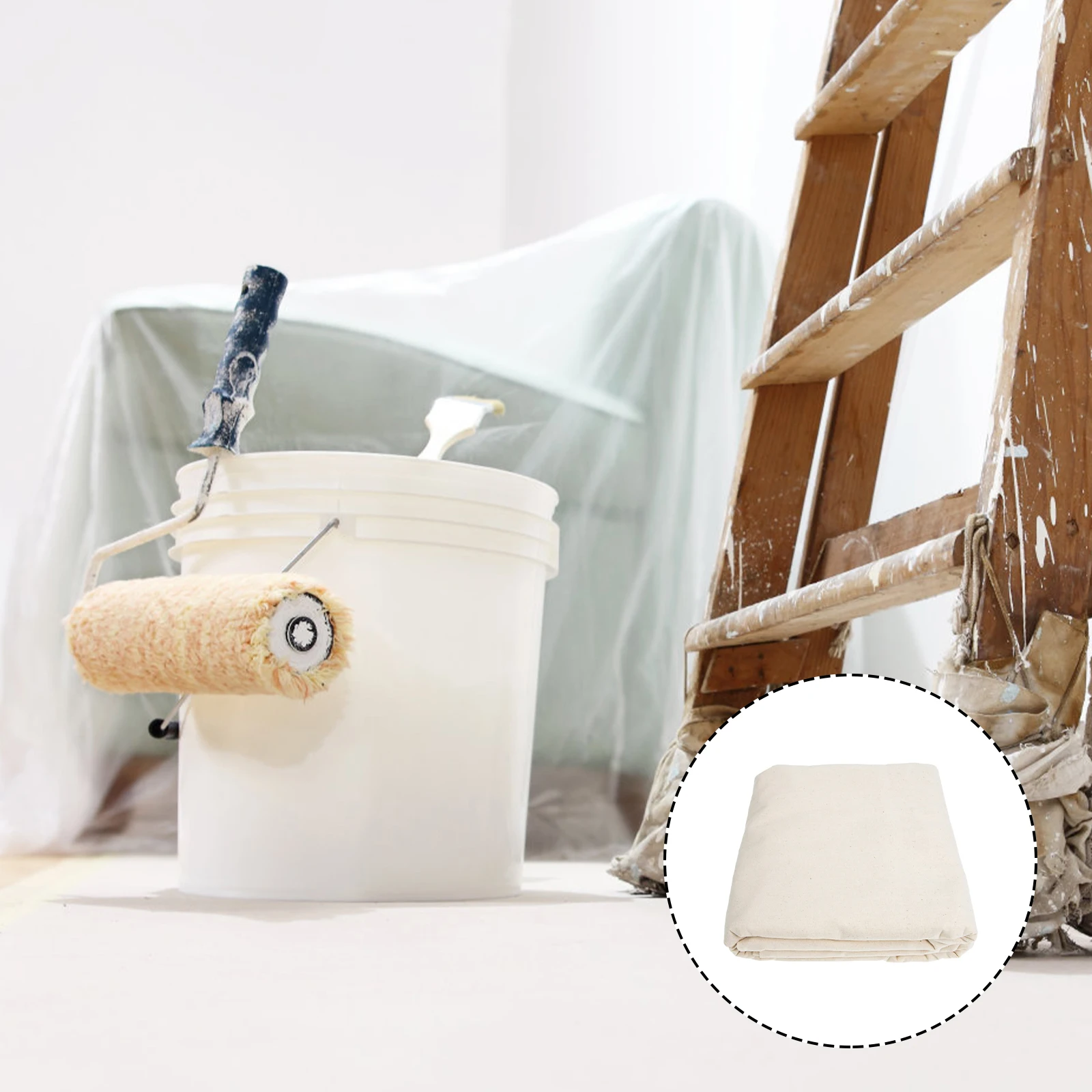 

Durable Washable Reusable Floor Furniture Protection Cotton Drop Cloth Heavy Duty Tarp Cover For Painting Diy Projects