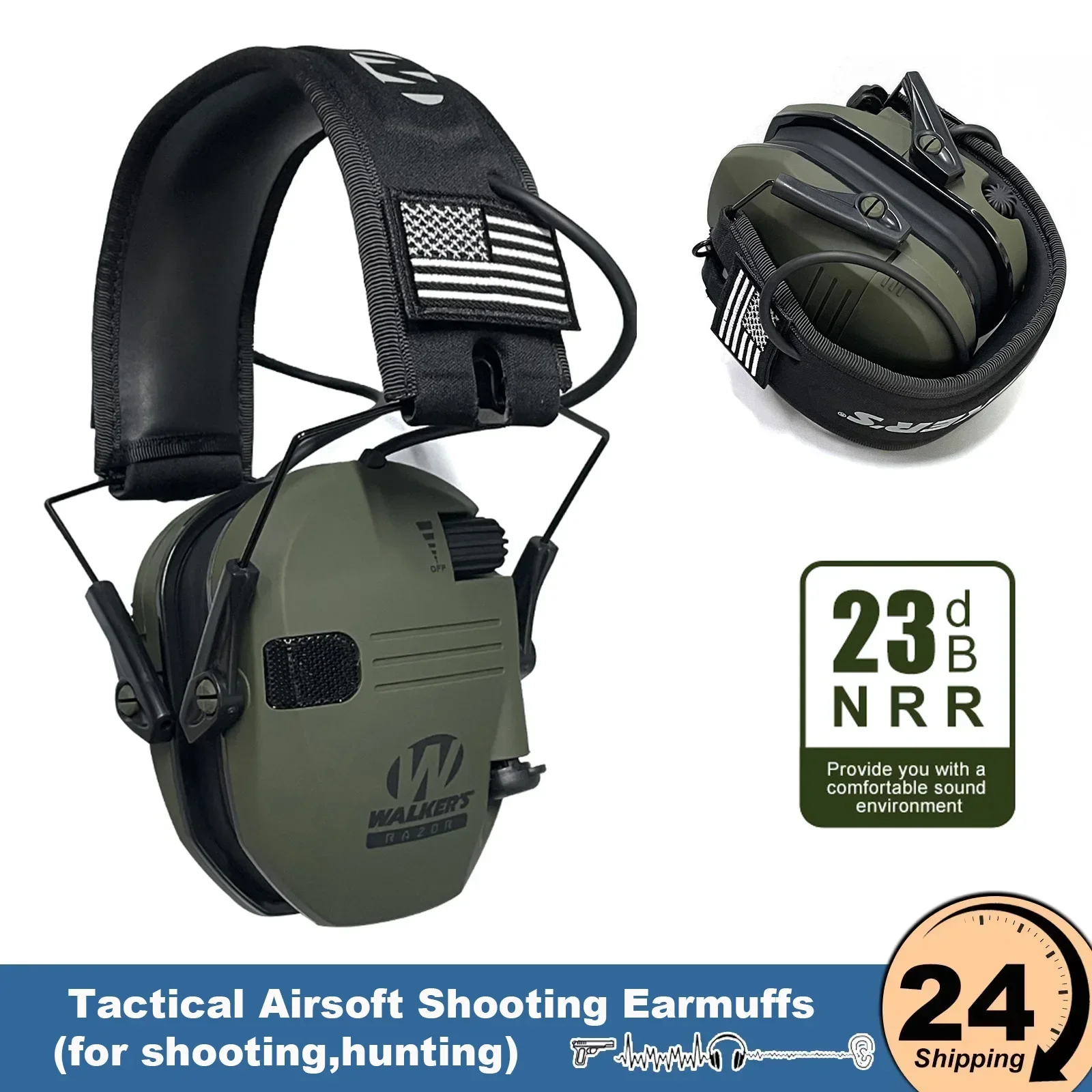 Tactial Hunting Shooting Ear Protection Anti-noise Electronic Earmuffs Head-mounted Ear Defender for Outdoor Sport Working