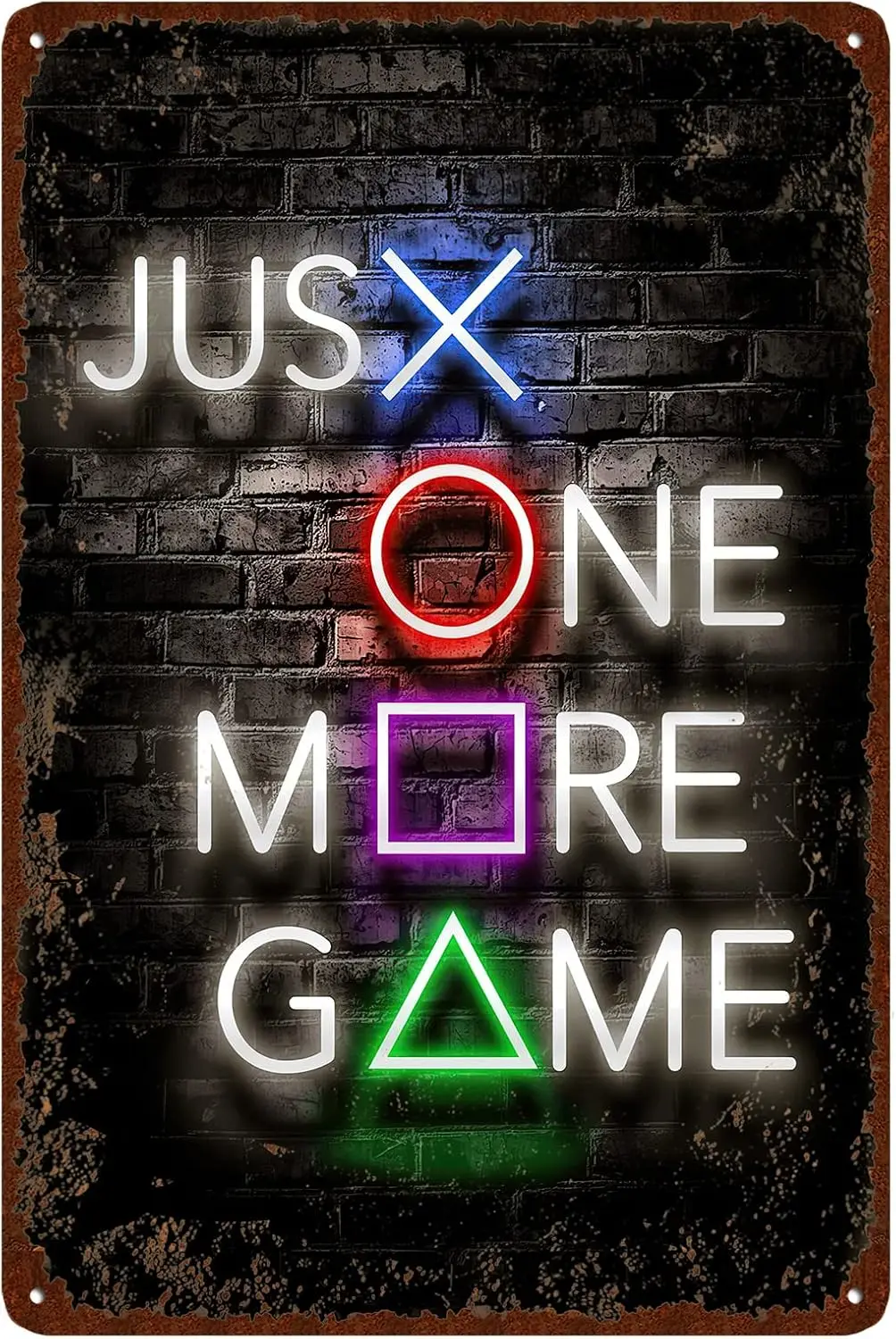 Vintage Game Room Metal Tin Sign Retro Wall Decor for Boy Room Bedroom - just one more game