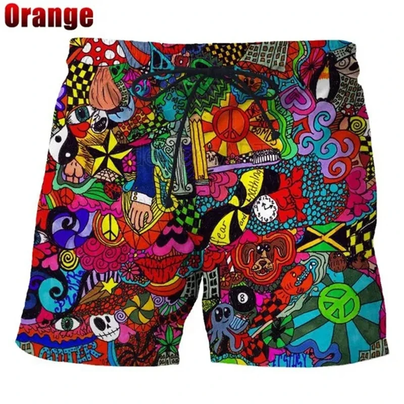 Men Summer Cool 3d Psychedelic Abstract Print Shorts Men's Fashion Casual Short Sports Beach Shorts Pant Graphic Swimsuit Hombre