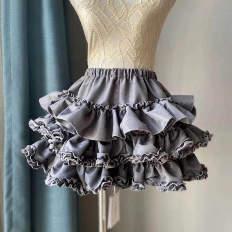 

Japanese Kawaii Mini Pleated Skirts Womens Jk Jupe Sweet Lolita Solid Color Skirt 2024 Y2k Aesthetic Ruffled High Waist Faldas