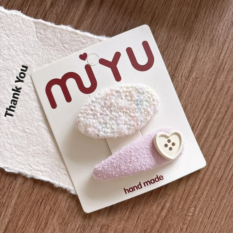 

Sweet Plaid Fabric Oval Hair Barrettes Set for Teen Girls Side Bangs Clips Versatile Cute Non Slip Daily Wear Hair Accessories