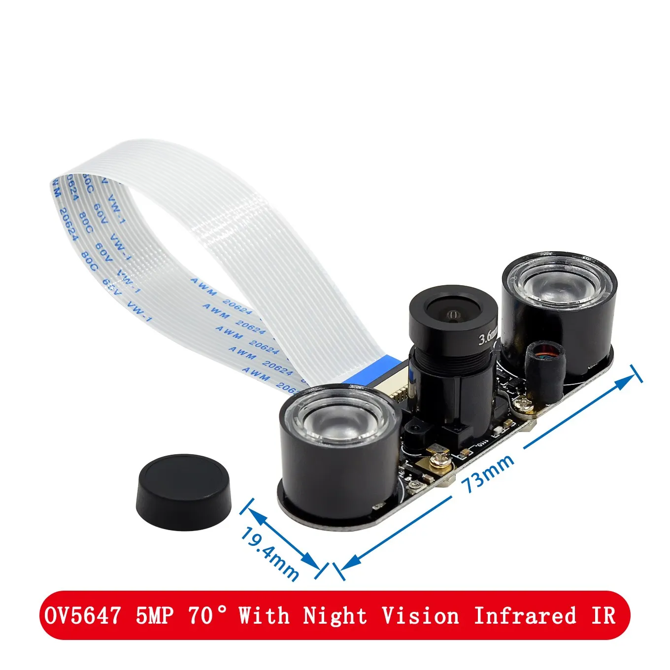 Für Raspberry Pi 4 Nachtsicht Fisheye Kamera 5MP OV5647 70/95/160 Grad Brenn Einstellbare Kamera für Raspberry Pi 3 Modell B