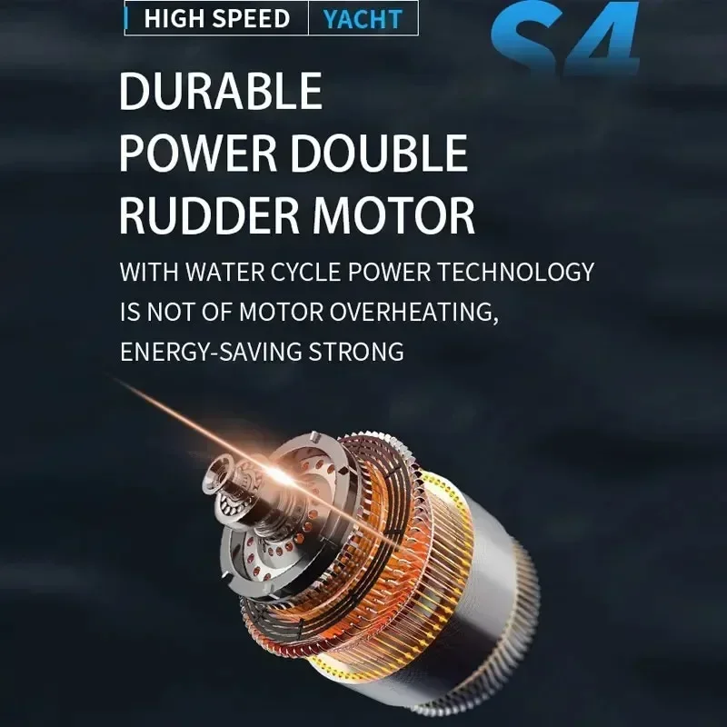 2.4G قارب التحكم عن بعد محرك الدفة المزدوج مقاوم للماء ABS عالية السرعة قارب سريع S4 الصبي لعبة التحكم عن بعد قارب سريع هدية