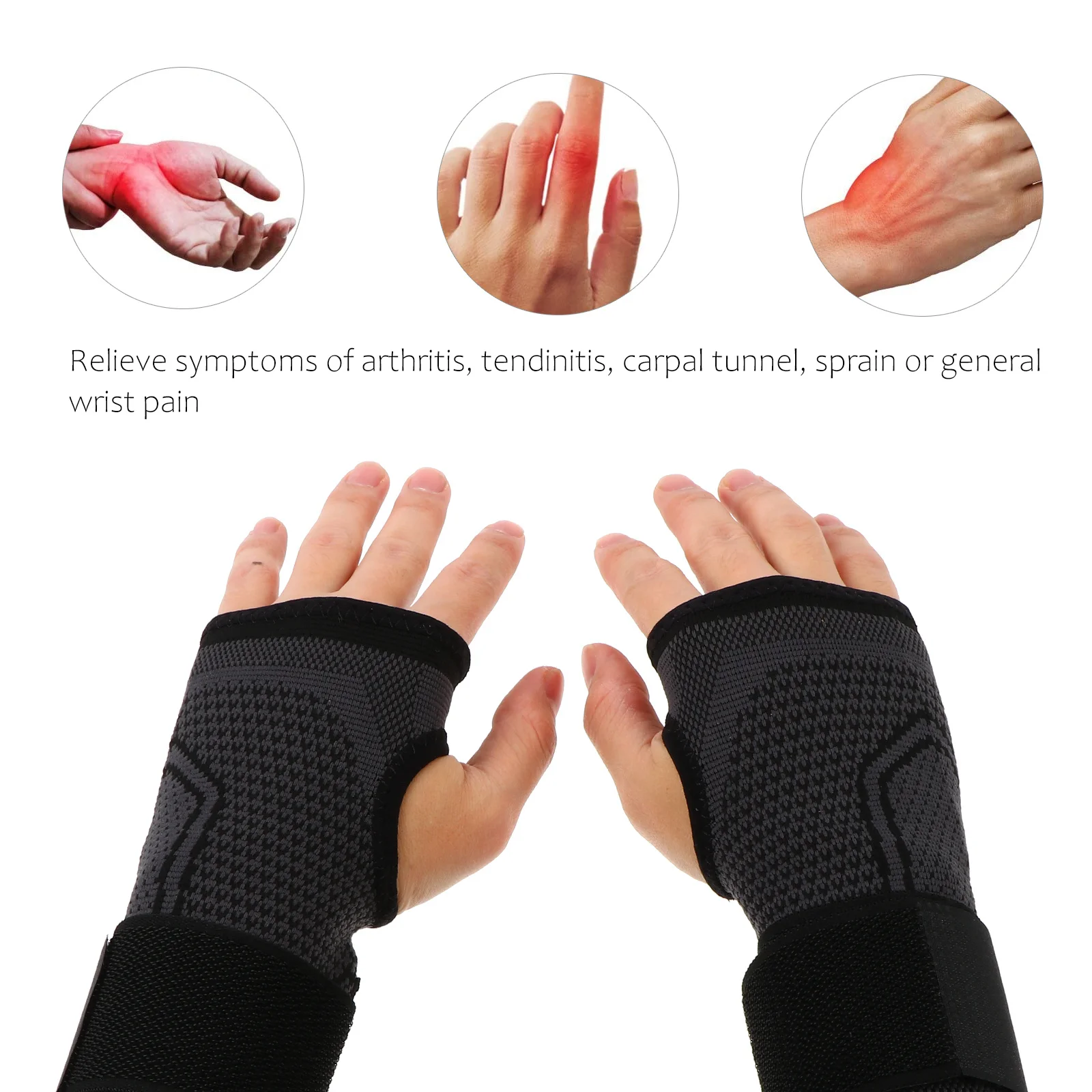 

2Pcs Breathable Wrist Support Gloves Training Protector Size M Compression Wrist Brace for Sports Exercise Hand Brace