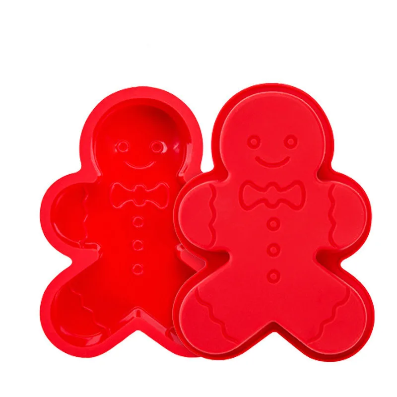 Christmas Cake Mold Gingerbread Man Snowflake Elk Cookie Cutter Santa Claus Silicone Baking Tray Baking Tool