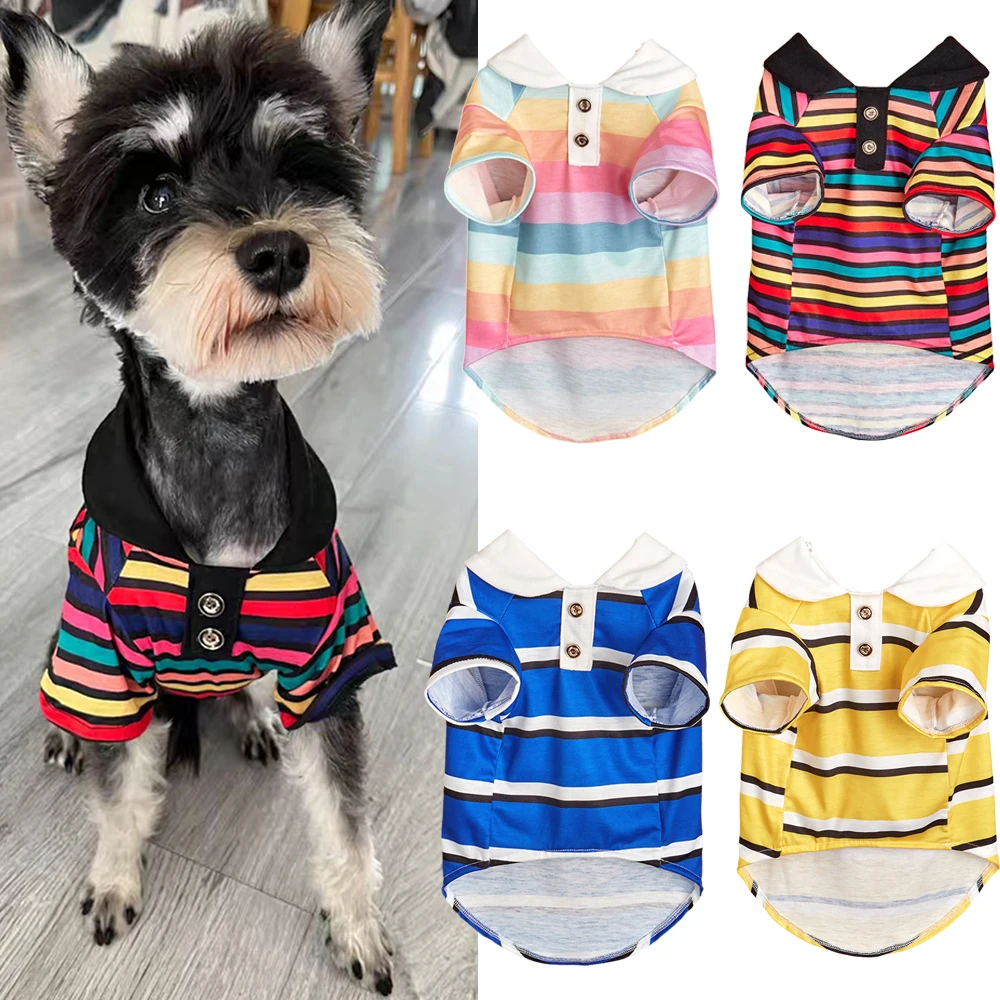 Classic Stripes Pet Polo Shirt Spring Summer Cat Dog Clothes for Small Dogs Schnauzer Yorkshire Puppy camisetas para perros