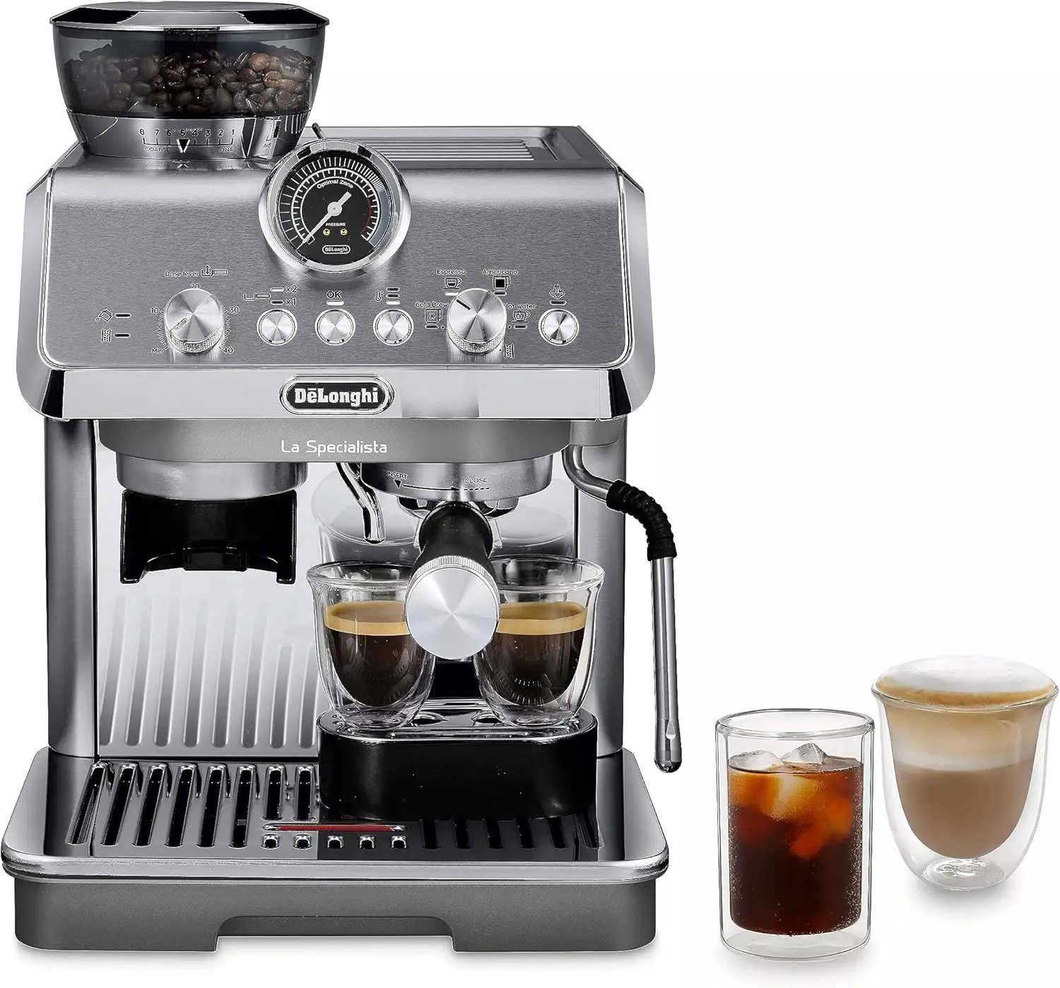 

La Espresso Machine with Cold Brew, Manual Milk , Barista Kit for Latte, Cappuccino, Built-in Grinder,