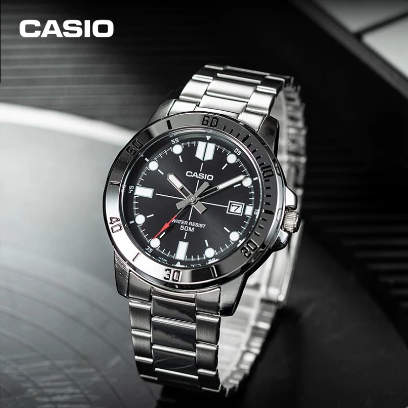 Fashion Business Men Wristwatch Casio Stainless‑Steel Strap 30‑Meter Water‑Resistant Male Wrist Watch Husband's Day Gift