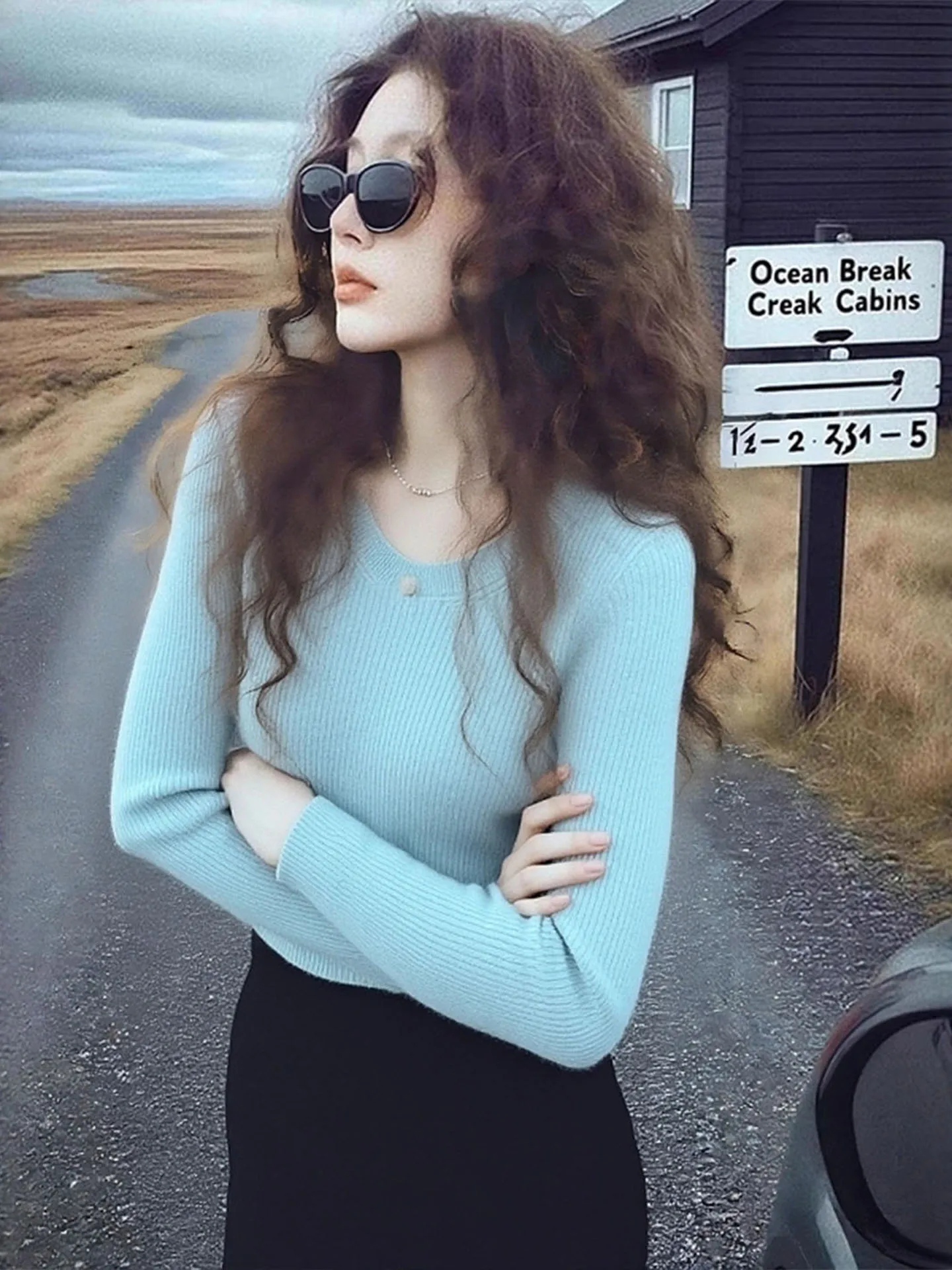 

Faionable Camere Knitwear Slimming Color Long Sve Women's Top Sli Simple Design Age-Defng Winter 2025 Sle