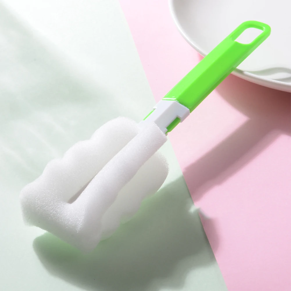 Sikat pembersih botol cangkir, sikat pembersih spons pegangan botol busa cangkir botol kaca dapur botol bayi dengan pegangan panjang