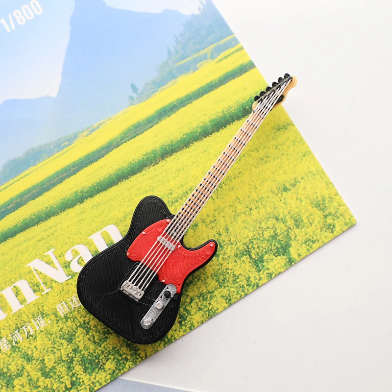 1Pc Electric Guitar Instrument Model Resin Fridge Magnets Strong Magnetic for Refrigerator Office Home DIY Traceless Fixed Decor