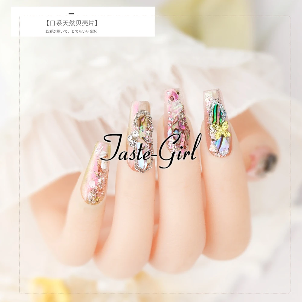 1 Box Nails Abalone Shell Fragments Texture Natural Sea Shell 3d Charm Nail Art Decoration Slice DIY Beauty Salon Tools New 4