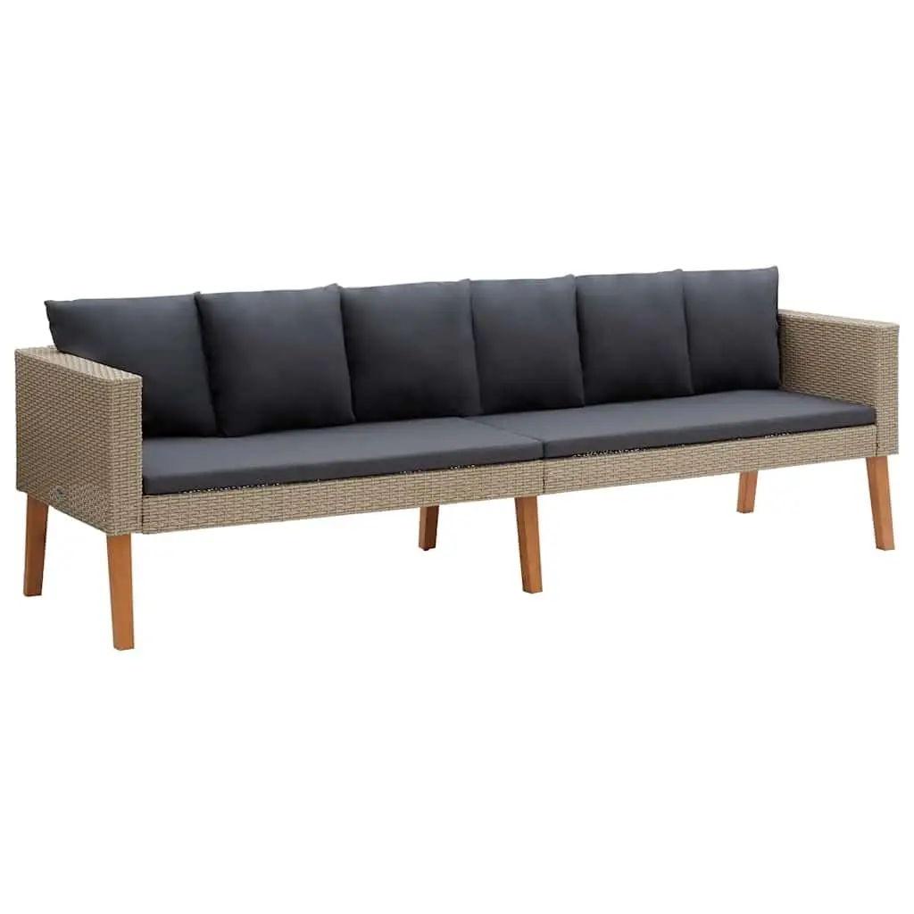3 Seater Outdoor Sofa with Cushions, PE Rattan Wicker Patio Furniture for Backyard Garden Porch, Rustic Beige, Customized