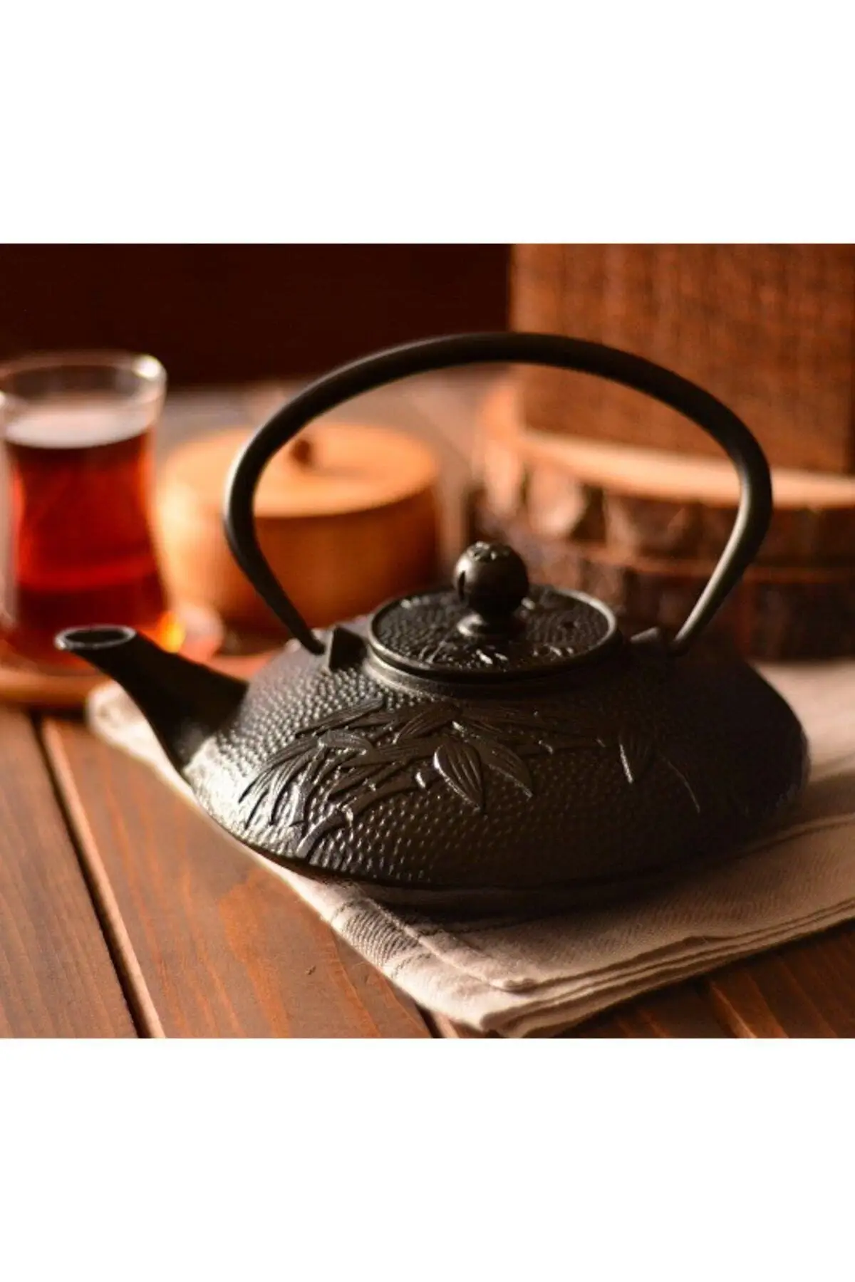 

Tasev Tamate Black Cast Iron Teapot 720 ml antique look teapot tea brewing stylish elegant kitchen utensil cast iron teapot ....