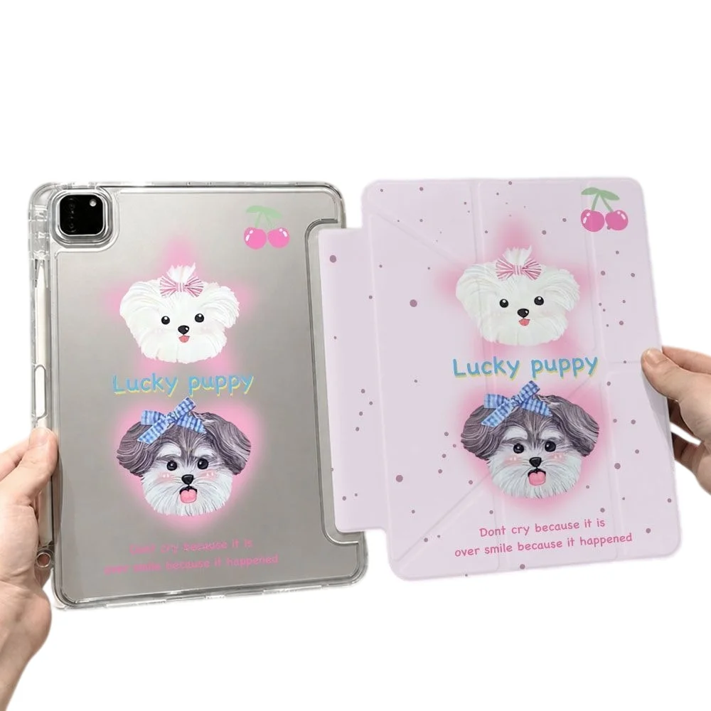 Lucky Puppy Print Pen Slot Tablet Case For iPad 2026 Air 8 7 6 4 3 2 1 Pro 2024 11in 12th 11 10 9 8 7 6 5th Cover