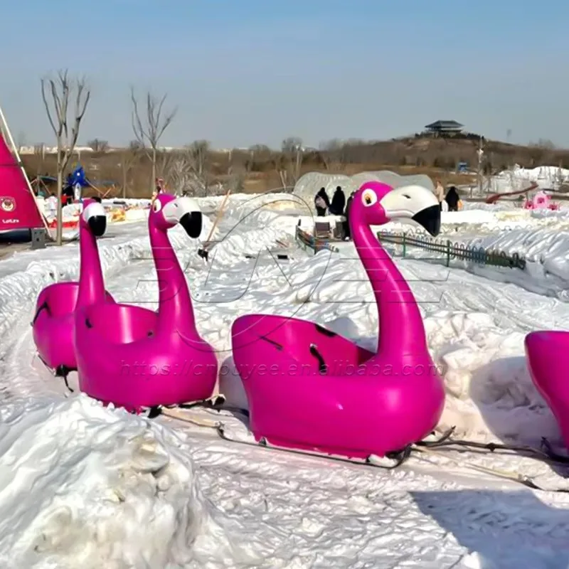 High Quality Classic Plastic Flamingo Sleigh Snow Game Equipment Mobile Winter Sleigh Winter Fun