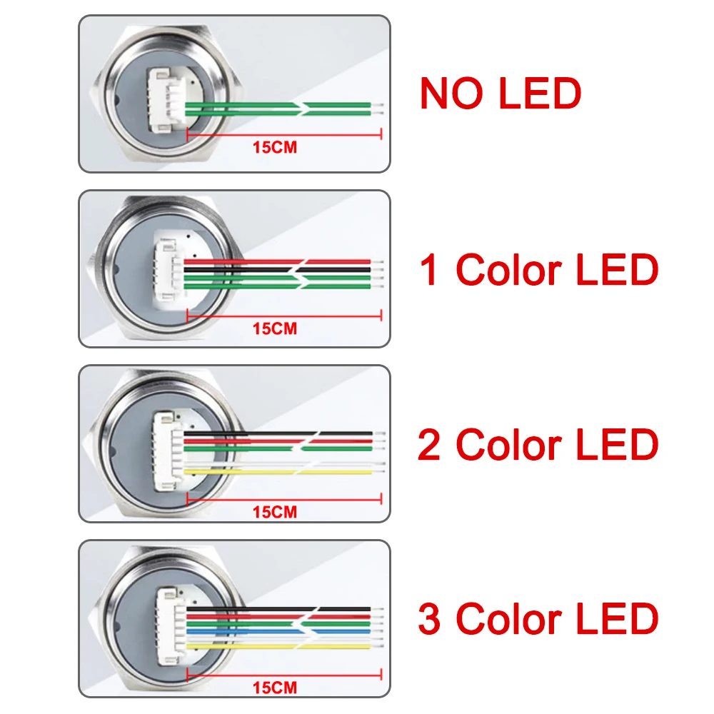 19/22/25/30MM Ultra Short Metal Push Button Switch with Wire Waterproof Momentary Self Reset Mini Pressure Switches 12V 24V 220V