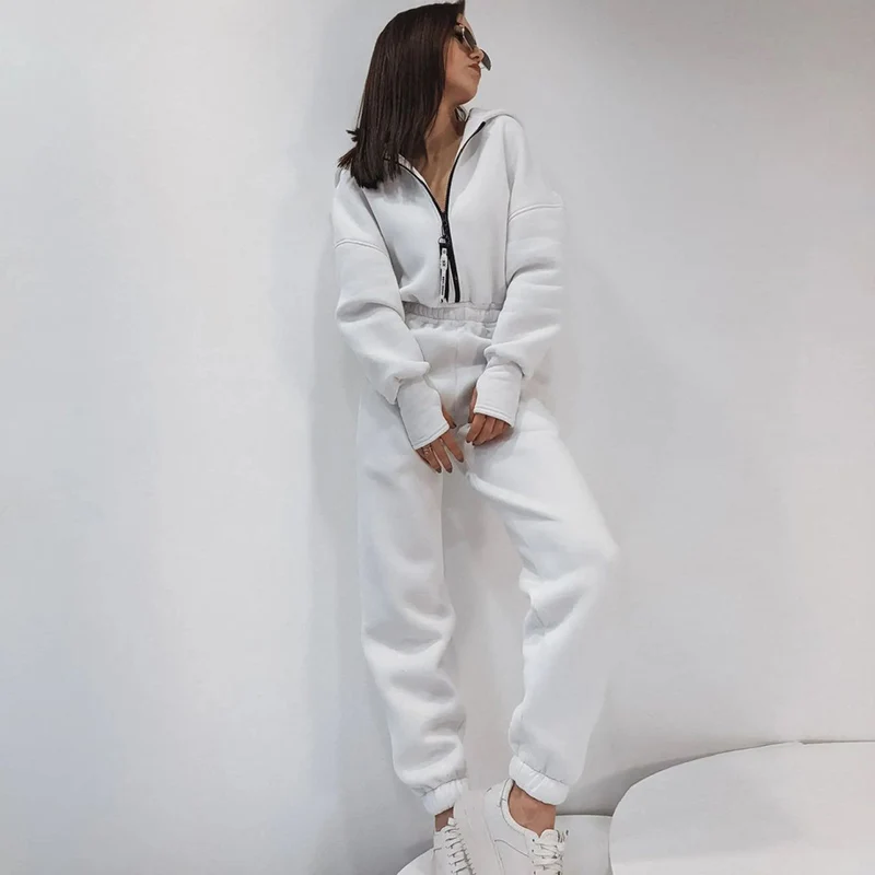 Elegant Hoodies Jumpsuit Fashion Women Long Sleeve One Piece Outfit Warm Overalls Autumn Winter Sportwear Rompers Tracksuits New