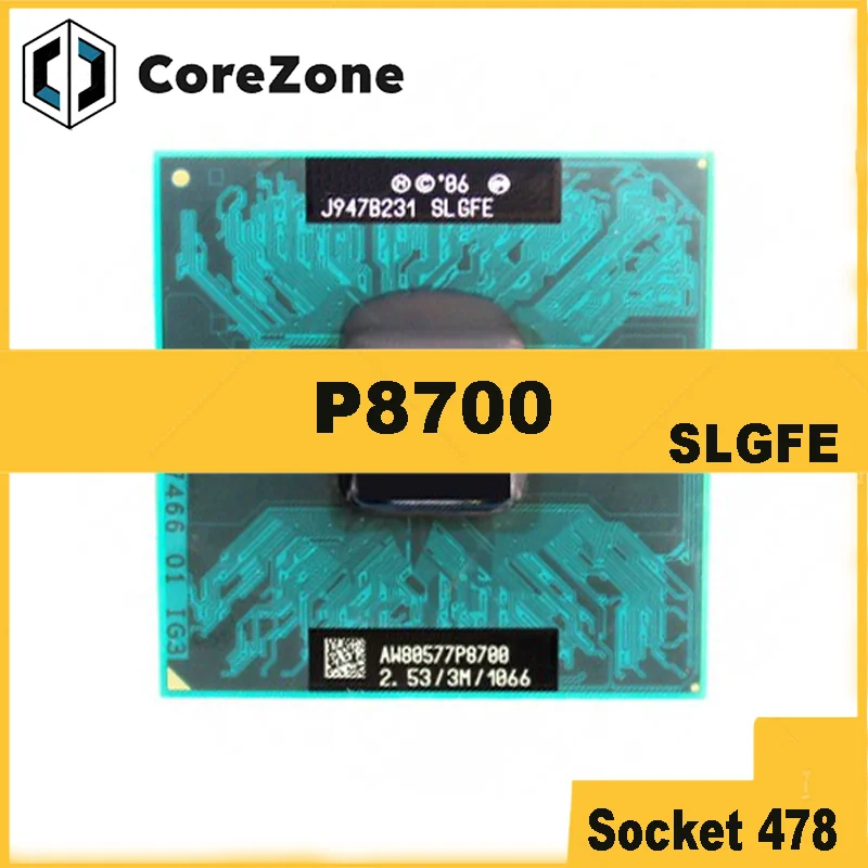 Core 2 Duo P8700 SLGFE CPU Processador de laptop Dual Core 2,53 GHz 3M 1066MHz Soquete 478