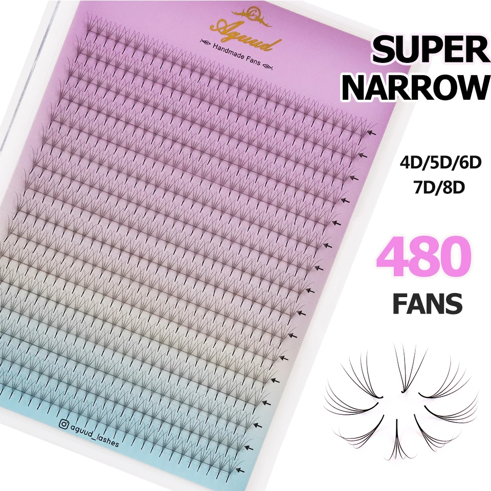 

AGUUD 480Fans Super Narrow Stem Premade Volume Fan Lash 4D/5D/6D/7D/8D Thin Pointy Base Mix False Lash Extension Cilios