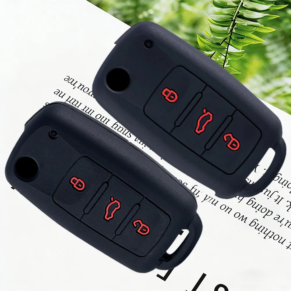 Car Key Case for VW Golf Jetta POLO for Skoda Yeti Superb Rapid Octavia for SEAT Leon Ibiza 3 Button Silicone Key Cover
