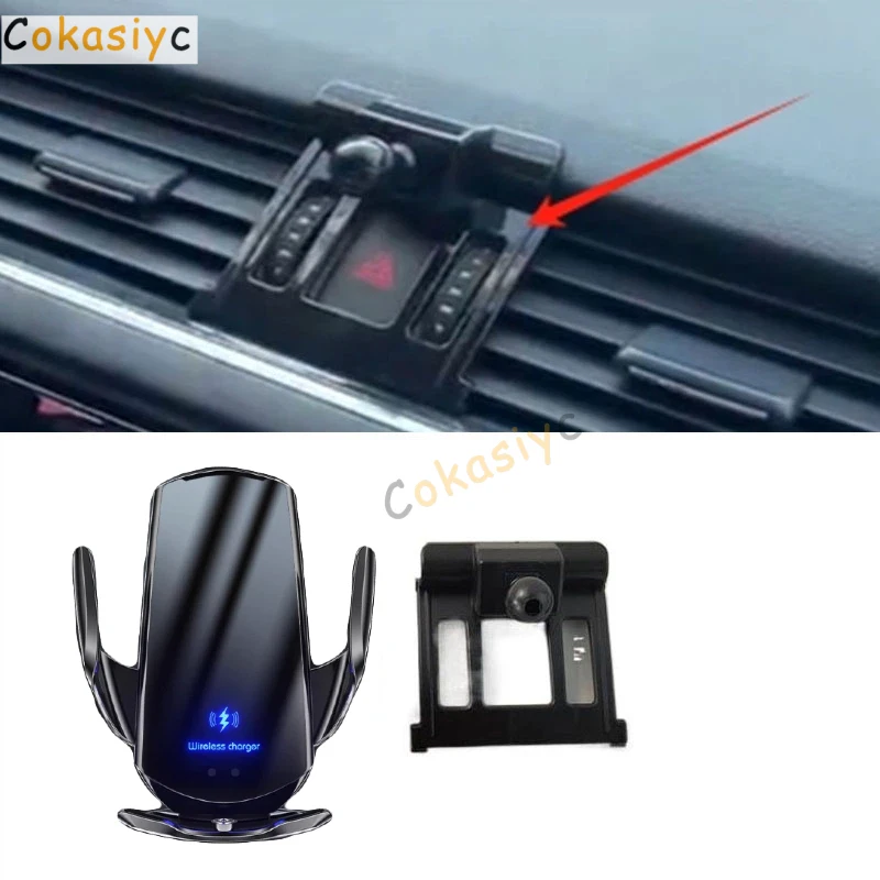 Carregador sem fio de 15W com suporte para celular e fixação automática para Skoda OCTAVIA III A7 5E3 NL3 NR3 de 2015-2021