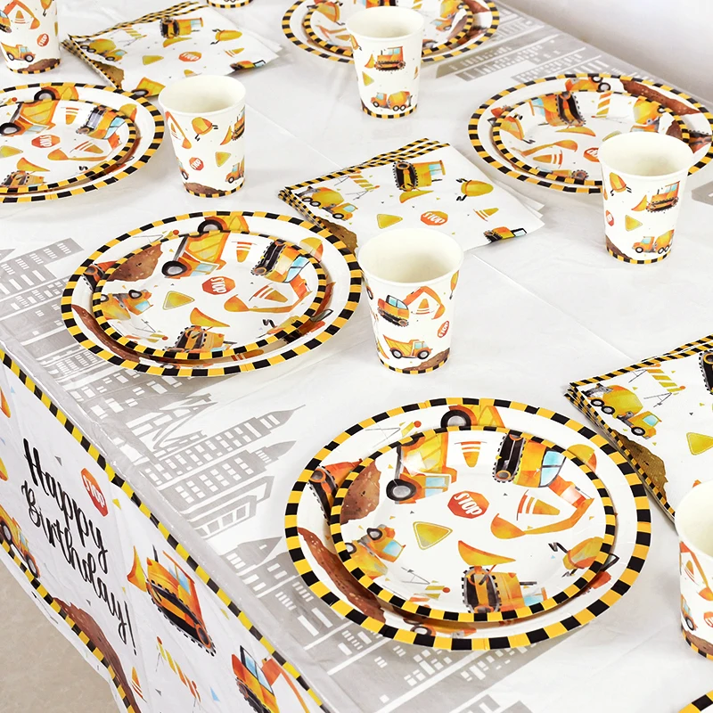Engineering Vehicle Birthday P - Table Cloth Disposable ulasan dan harga