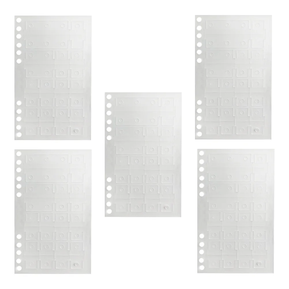 5 Sheets Loose Leaf Hole in Sticker Bookmark Sticky Tabs PVC Index Flags Self Adhesive Divider Tabs File ganizing Book