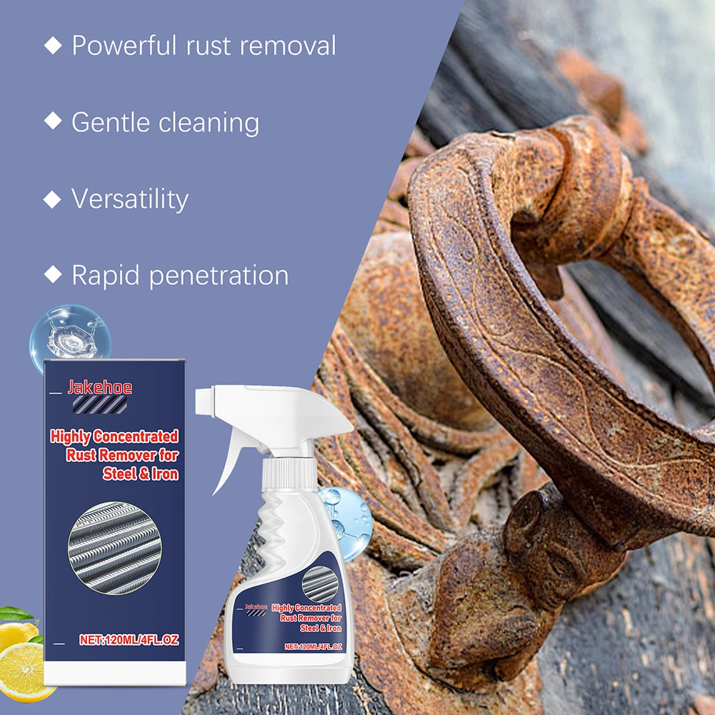 Heavy-Duty Metal Rust Remover Highly Concentrated Rust Remover for Steel Iron Multipurpose Home Bathroom Kitchen Rust Cleaner