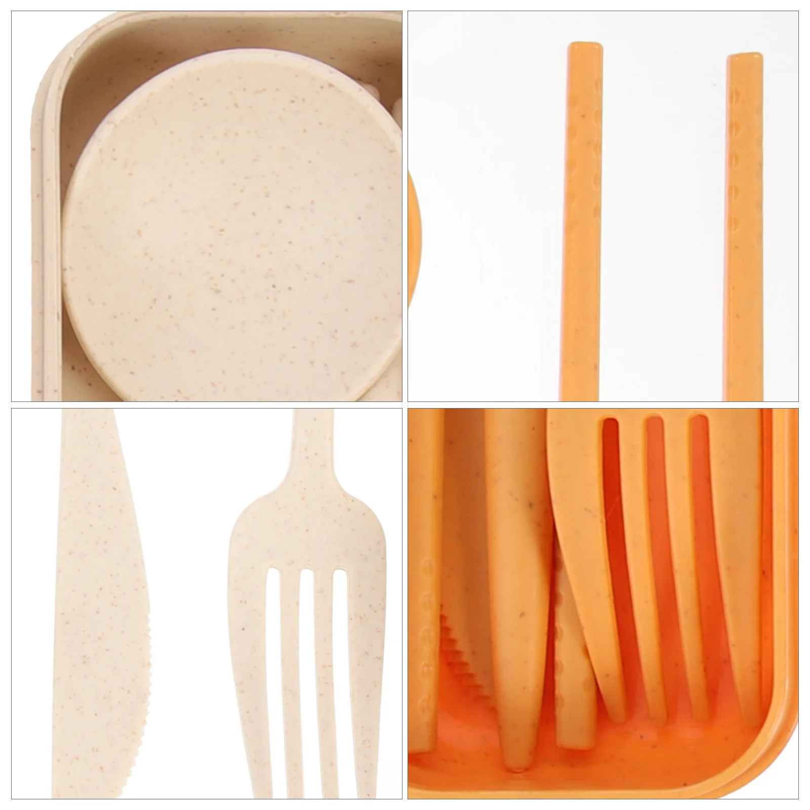 

2Sets Travel Cutlery Portable Outdoor Tableware Kit Fork Spoon Chopsticks Lightweight Durable for Camping Hiking Picnic