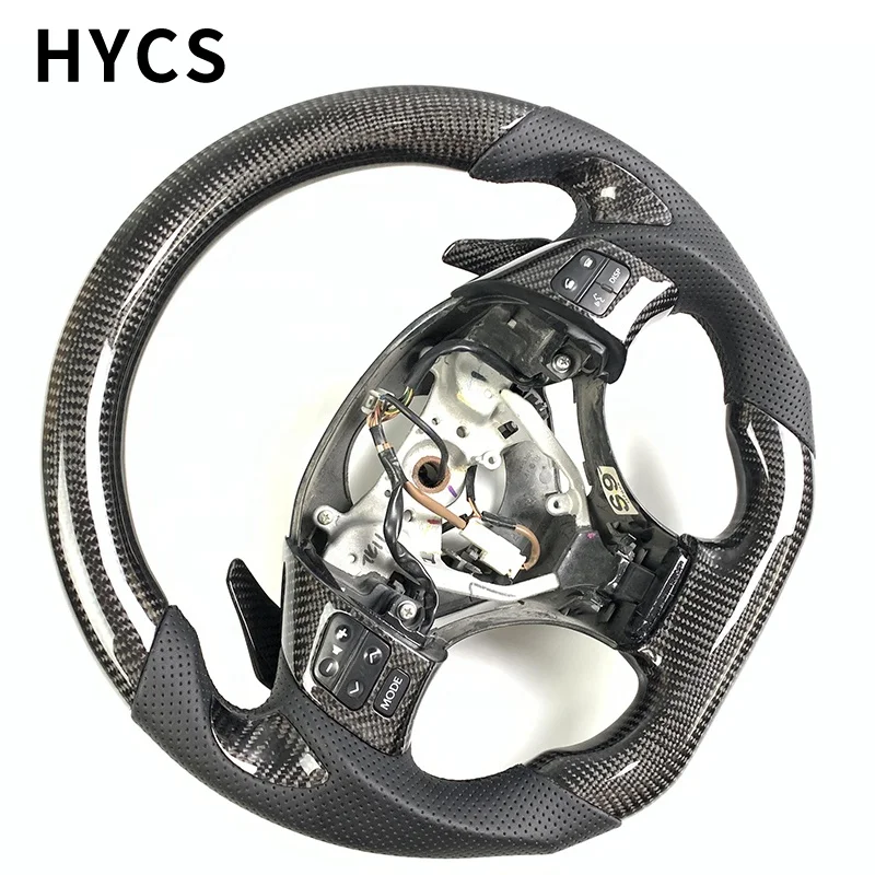 Custom Car Interior Accessories Competitive Carbon Fiber Steering Wheel Covered Black Leather For Lexus IS200 IS250 IS300 RX350