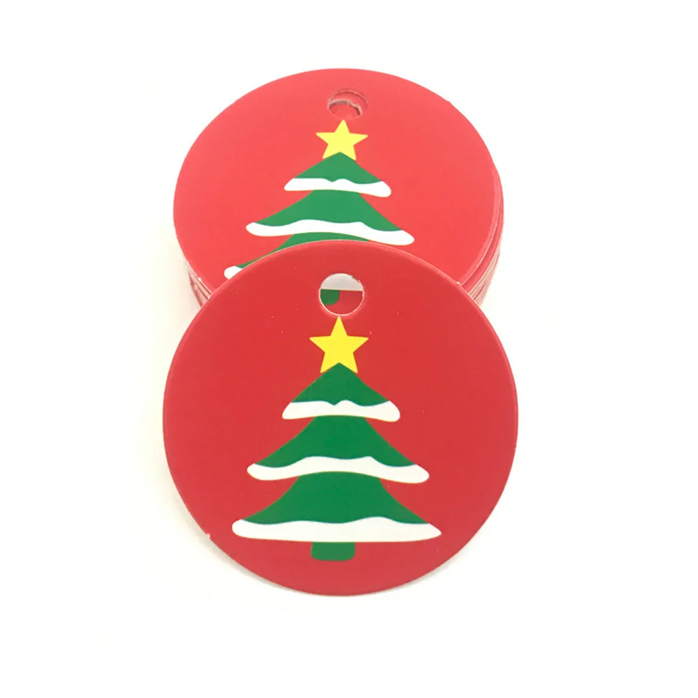 100PCS Christmas Hanging Tag Christmas Theme Pattern Tags for Gift DIY Xmas Present Wrap and Label Package