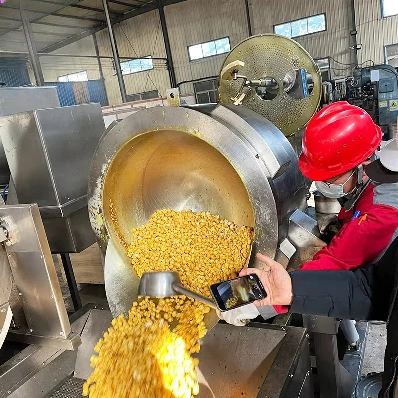 Custom Automatic Seasoning Feeding Popcorn Machine Commercial Type Caramel Chocolate Cheese Flavor Industrial  Production Line