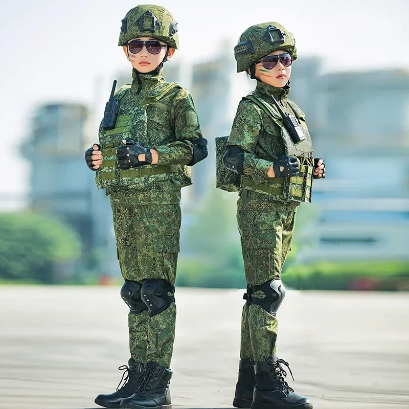 Men's and women's camouflage uniforms for outdoor expansion training, elementary school students' training suit set