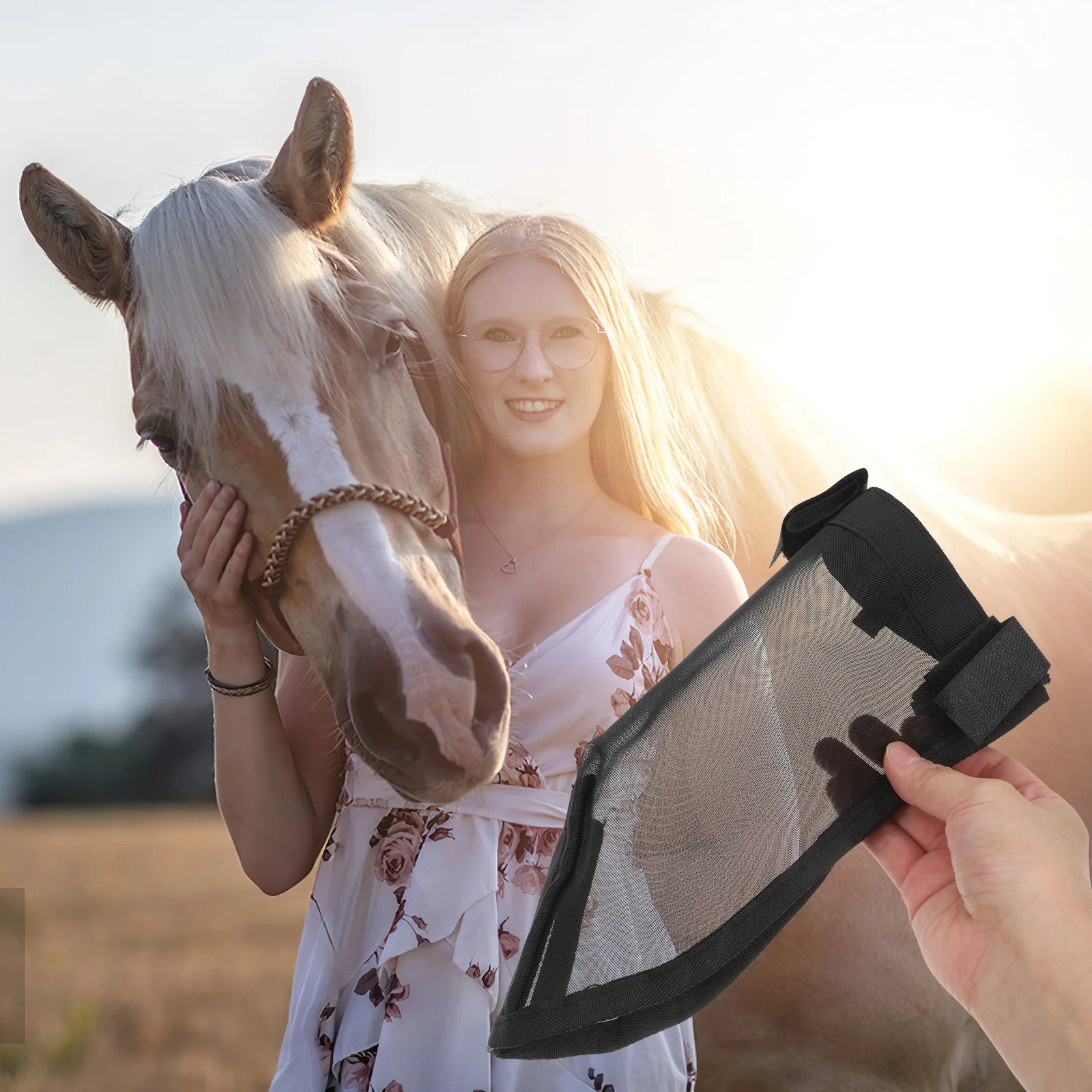 غطاء أنف حصان مريح وجيد التهوية، واقي أنف حاجز الذبابة الشبكي الناعم للاستخدام الخارجي، درع قناع حيوانات المزرعة #6