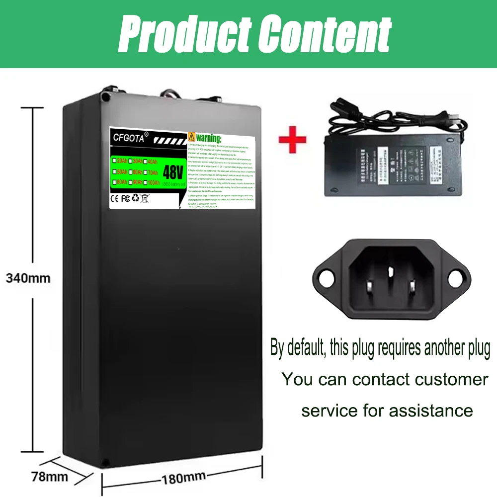 공기 고속 운송, 48V100AH, 24시간 이내에 보내기, 18650 리튬 배터리, 리튬 배터리 팩, 3000W 미만 모터에 적합