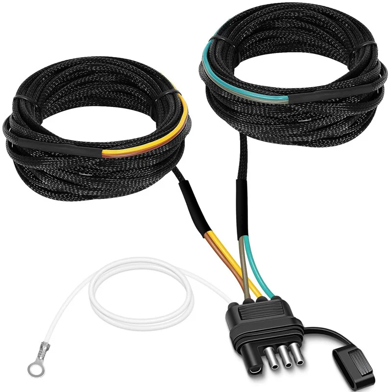 22FT 4 Pin 5 Wire Trailer Wiring Harness Pure Copper Wire Trailer Male Plug Connector For Rewiring Trailer Both-Side Taillights