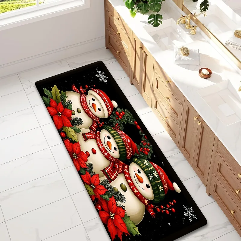 Fashion Printed Christmas Long Runner Rug Ocean Coral Shell Merry Xmas Text Print Carpet Indoor Floor Rug for Western Festive